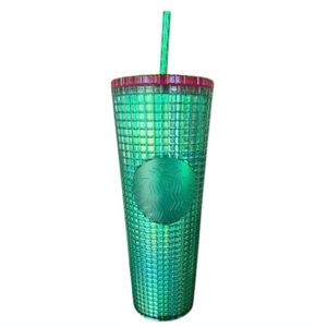 Starbucks Green & Pink Grid Tumbler Cold Cup 24oz